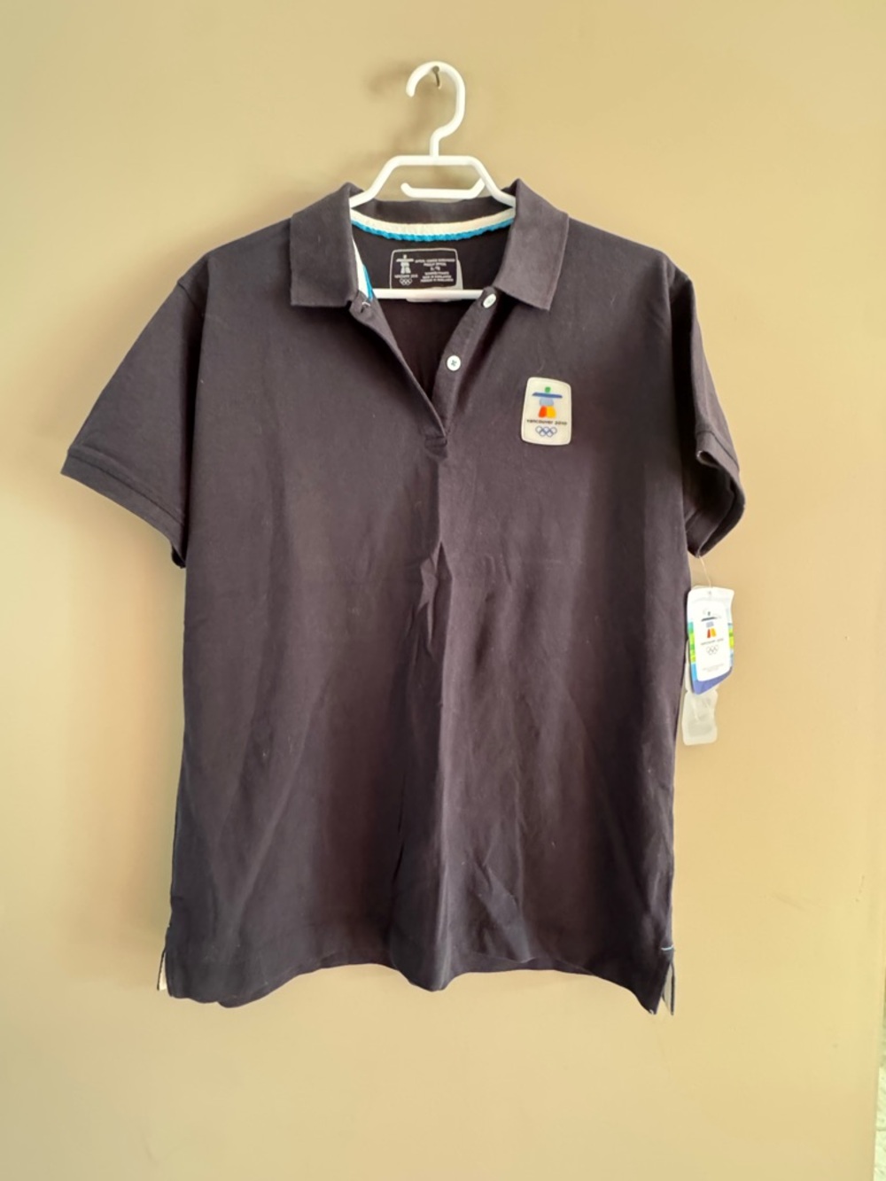 Navy Short-Sleeve Polo Tee with Vancouver 2010 Olympic Patch
